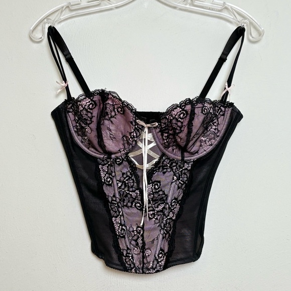 Mesh Lace Bow Corset with Underwire Bra - Picture 12 of 13